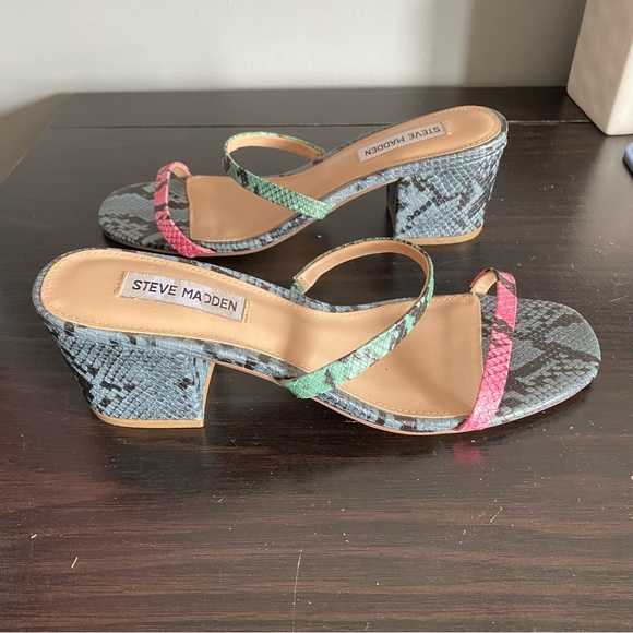 STEVE MADDEN snake skin print strappy open toe heels size 10M - Picture 14 of 15